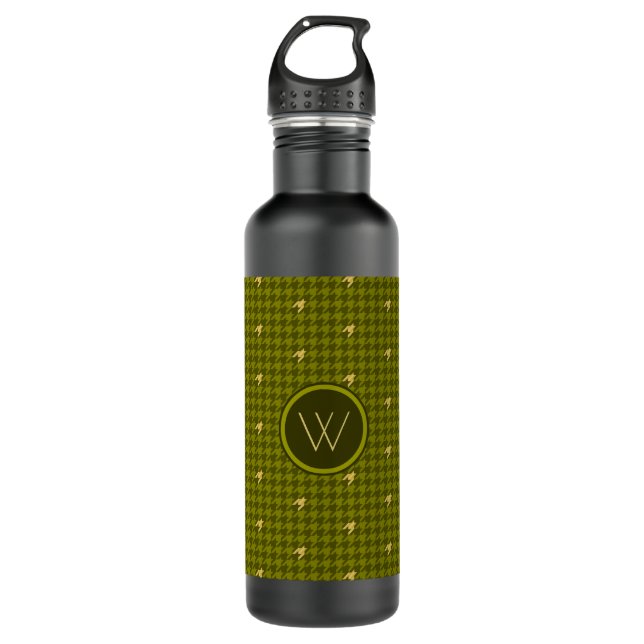 Azeitona com Dourada Acento de Garrafa Houndstooth (Frente)