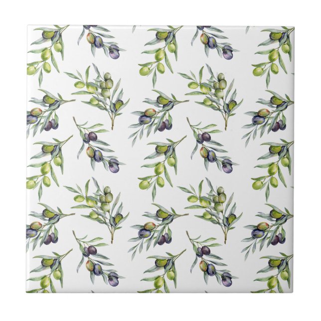 Azeitonas em Aguarela Verde Salvia (Frente)