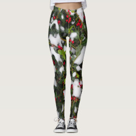Azevinho europeu com neve Legging
