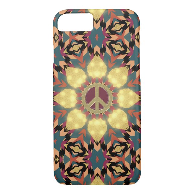 Aztec Boho Desert Peace SunFlower Capa de telefone (Verso)