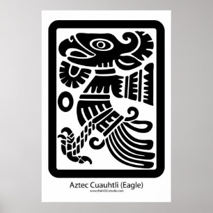 Aztec Cuauhtli - Impressão de águia (Preto)