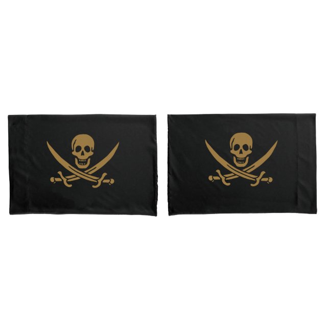 Aztec Dourado Crânio e Cutlass Pirata Calico Jack (Frente - conjunto)