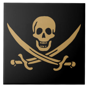 Aztec Dourado Crânio e Cutlass Pirata Calico Jack