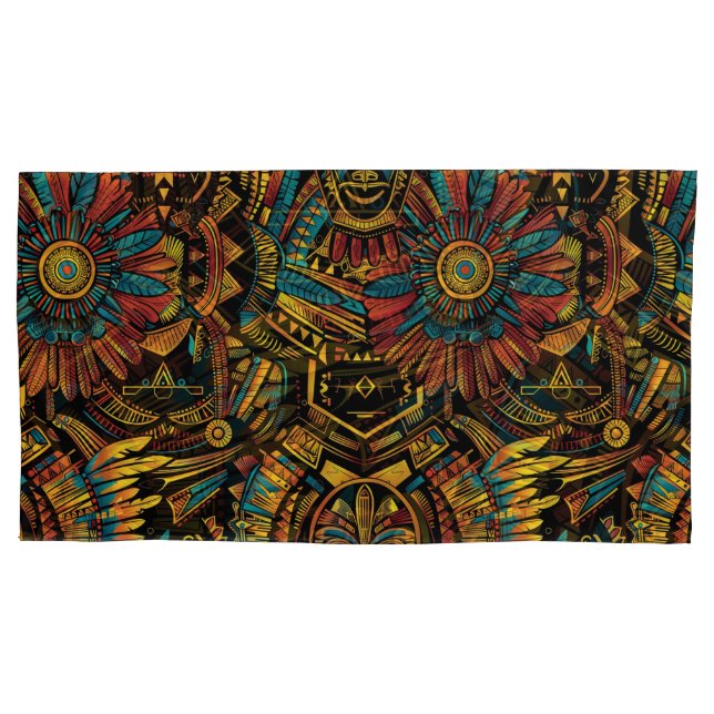"Aztec Dream" Suave Cyan Plush King Pillowcase (Frente)
