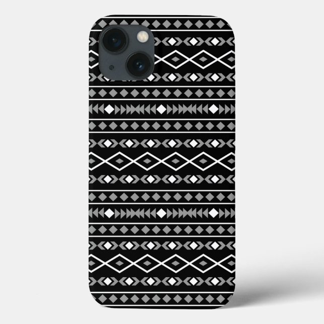 Aztec Formas Padrão Cinza Branca Preta (Verso)