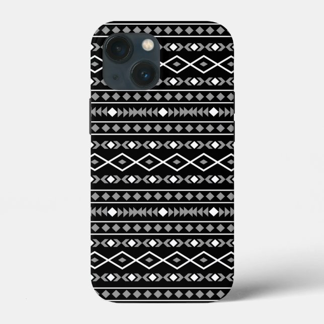 Aztec Formas Padrão Cinza Branca Preta (Verso)