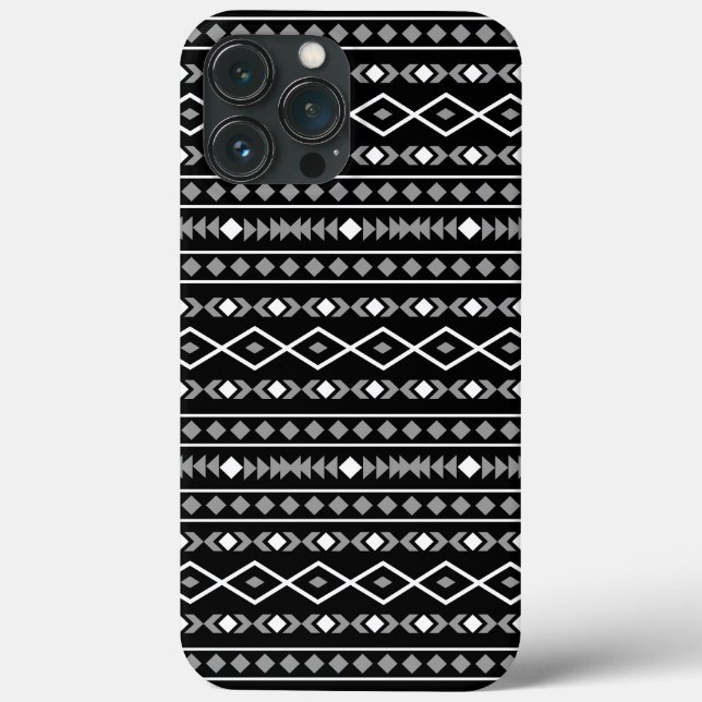 Aztec Formas Padrão Cinza Preto Branco (Verso)