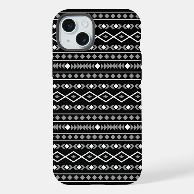 Aztec Formas Padrão Cinza Preto Branco (Verso)