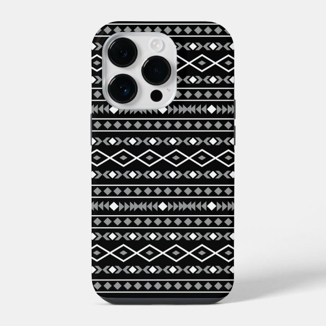 Aztec Formas Padrão Cinza Preto Branco (Verso)