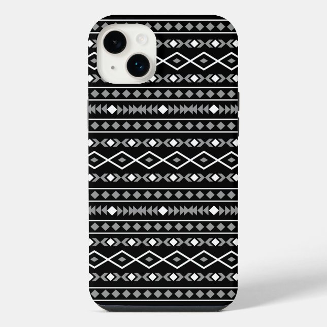Aztec Formas Padrão Cinza Preto Branco (Verso)