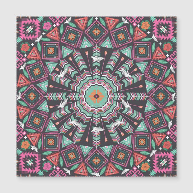 Aztec Geométrico: Padrão Colorido do Círculo (Frente)