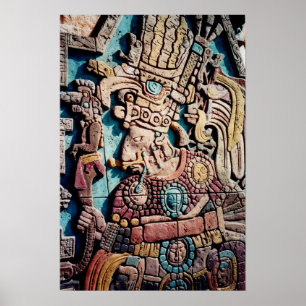 Aztec Inca High Priest Pyramid Art Poster