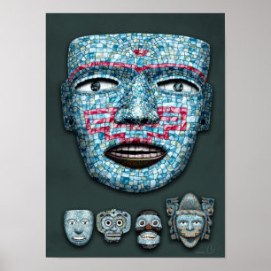 Aztec Mosaico Máscaras Poster