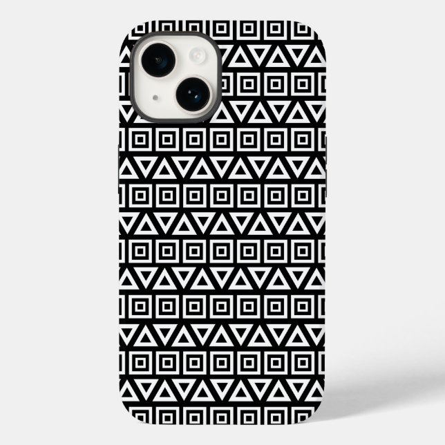 Aztec triângulos+quadrados branco-padrão em preto (Verso)