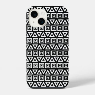 Aztec triângulos+quadrados branco-padrão em preto
