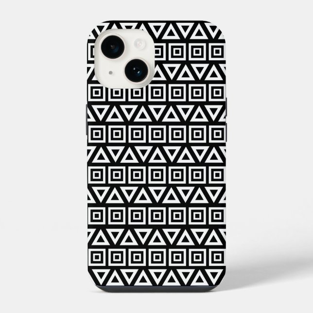 Aztec triângulos+quadrados branco-padrão em preto (Verso)