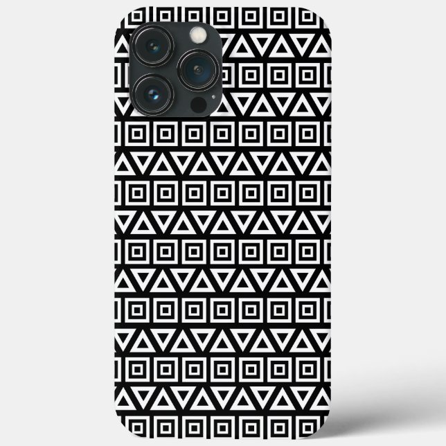 Aztec triângulos+quadrados branco-padrão em preto (Verso)