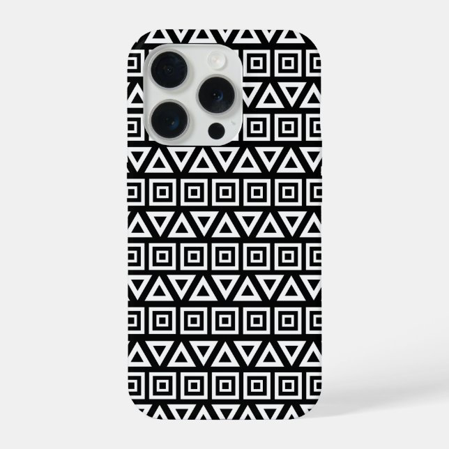 Aztec triângulos+quadrados branco-padrão em preto (Verso)