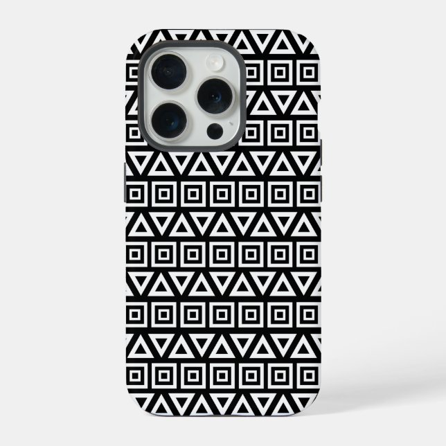 Aztec triângulos+quadrados branco-padrão em preto (Verso)