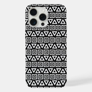 Aztec triângulos+quadrados branco-padrão em preto