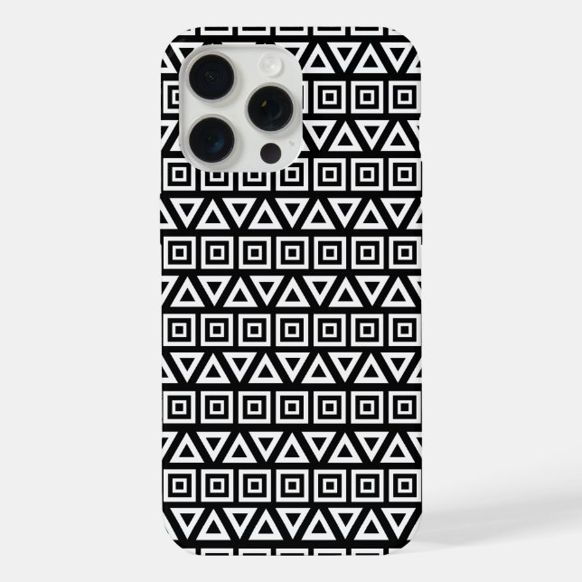 Aztec triângulos+quadrados branco-padrão em preto (Verso)