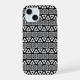 Aztec triângulos+quadrados branco-padrão em preto