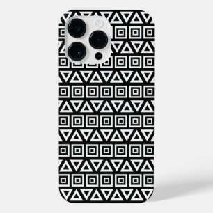 Aztec triângulos+quadrados branco-padrão em preto