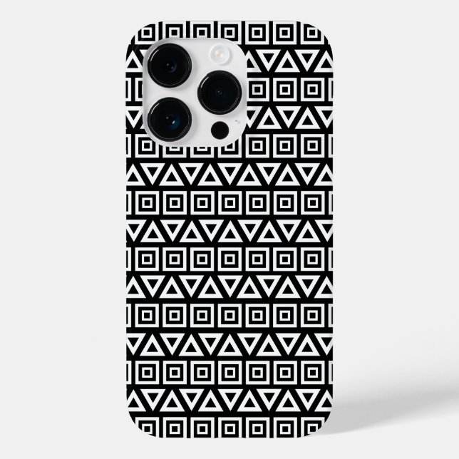 Aztec triângulos+quadrados branco-padrão em preto (Verso)