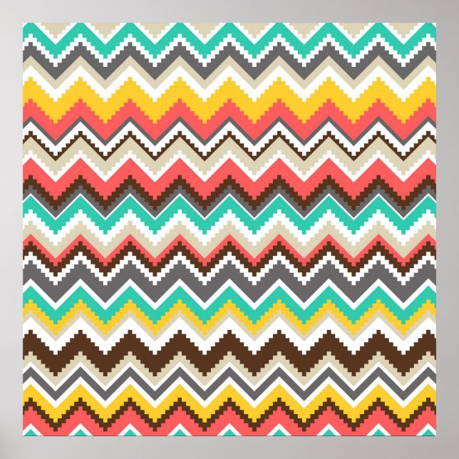 Aztec Tribal Chevron ZigZag Stripes Impressão (Frente)