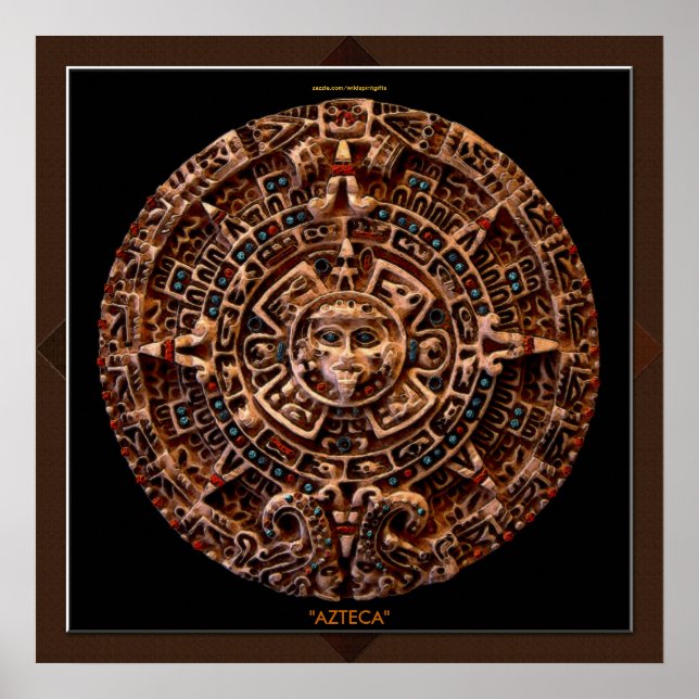 AZTECA ~ Maia - Calendário Solar Asteca Impressão  (Frente)