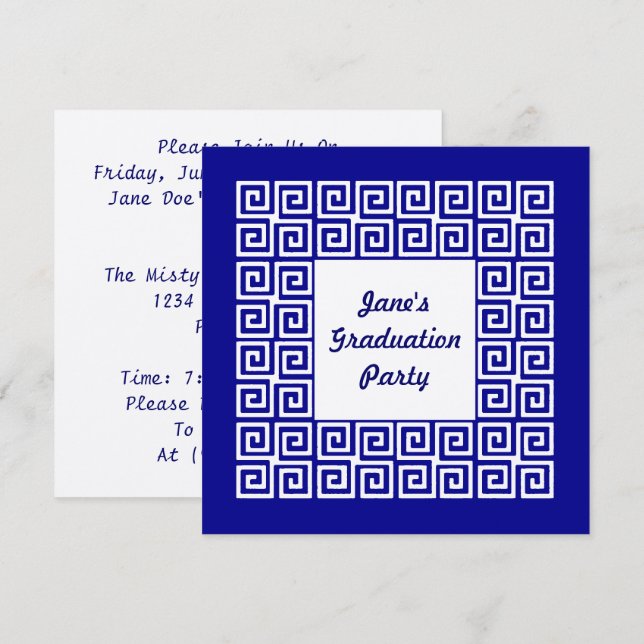 Azuis marinhos & convite de festas do formando da (Frente/Verso)