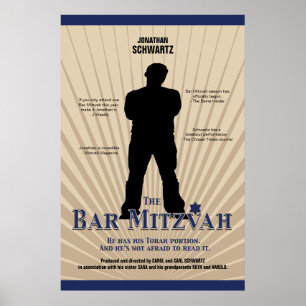 Azuis marinhos de Tan do poster de Mitzvah do bar