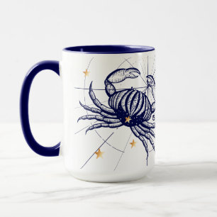 Azuis marinhos do zodíaco do cancer & caneca do