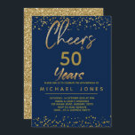Azuis marinhos Dourados do convite de aniversário<br><div class="desc">Convite de aniversário Dourado da surpresa para seus aniversário de 30 anos,  aniversário de 40 anos,  50th aniversário,  60th aniversário,  aniversário do 70,  aniversário do 80,  etc.
SHHH… SEU UM PARTIDO DE SURPRESA!!!</div>
