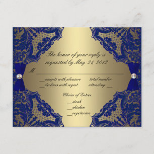 Azuis marinhos e ouro que Wedding RSVP