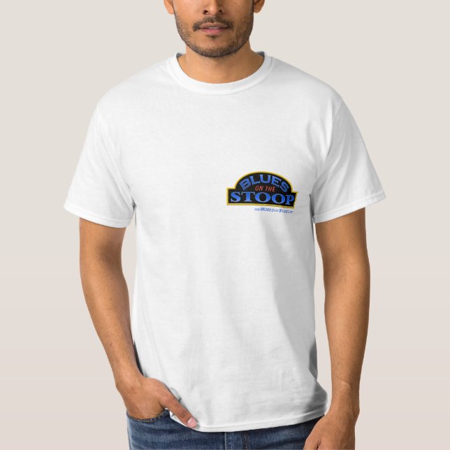 AZUIS na camiseta branca do valor do STOOP (Frente)