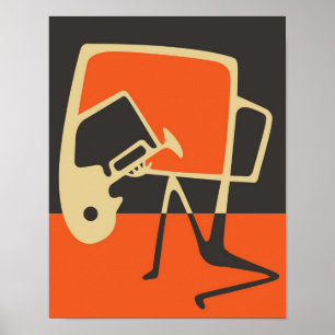 Azuis & poster da arte abstracta do saxofone do