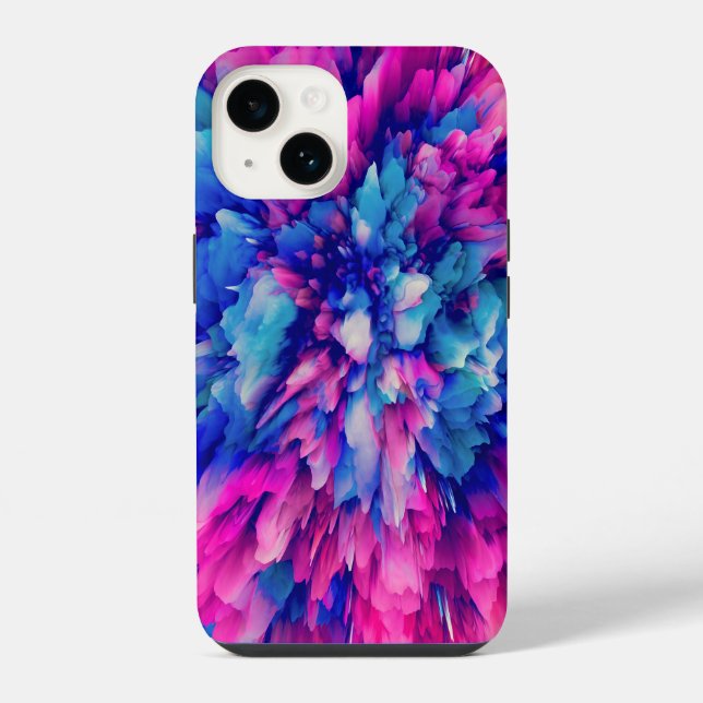 Azul Abstrato Congelado | iPhone 14 Case-Mate (Verso)
