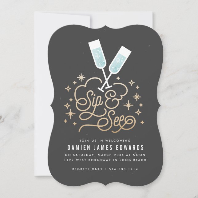 Azul Alegra-se ao Pequeno Sip e Ver Convite (Frente)