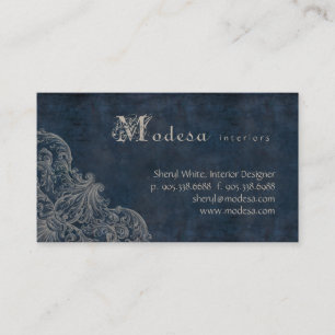 Azul antigo do design de interiores do cartão de