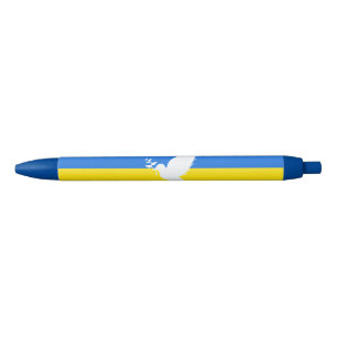 Azul Apoiar a Ucrânia Caneta Peace Dove Ucraniano Flag