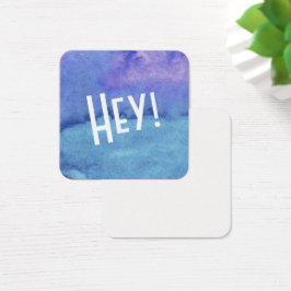 Azul, Aqua, aguarela roxa com "Hey!" Notas