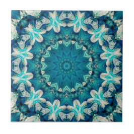 Azul Aqua Mandala Rosette Retro Hippie