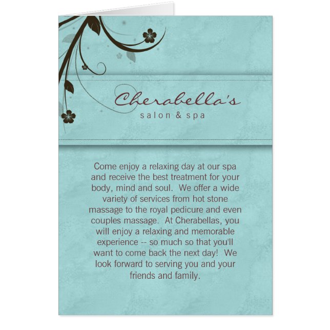 Azul aquoso do cartão do folheto do salão de (Frente)