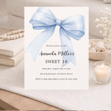 Azul arco bege elegante Sweet 16 convite