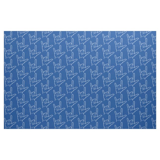Azul ASL I Te Amo Tecido Padrão (Jarda)