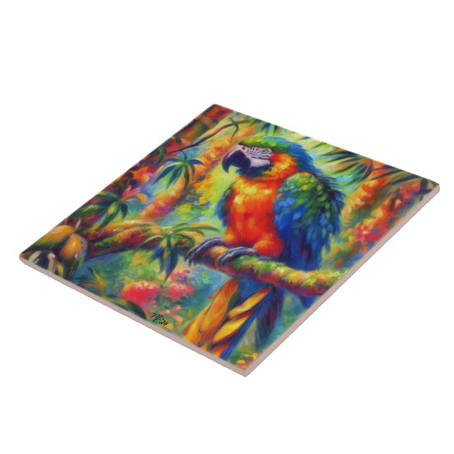 Azul-azul-pássaro tropical impressionista (Lateral)