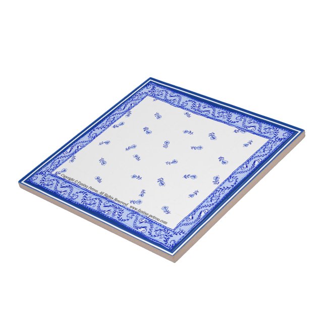 Azul & branco 2, (4,25" x 4,25") azulejo pequeno (Lateral)
