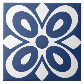 Azul branco abstrato floral geométrico