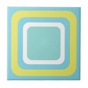 Azul Branco Amarelo Retro